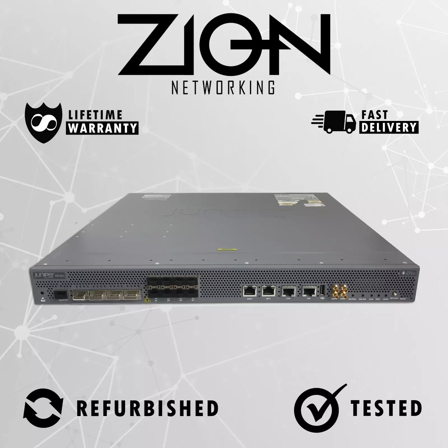 Juniper MX204-R Router, 8X 10GbE SFP+ Uplink, 4X 100GbE, 400 Gbps R License