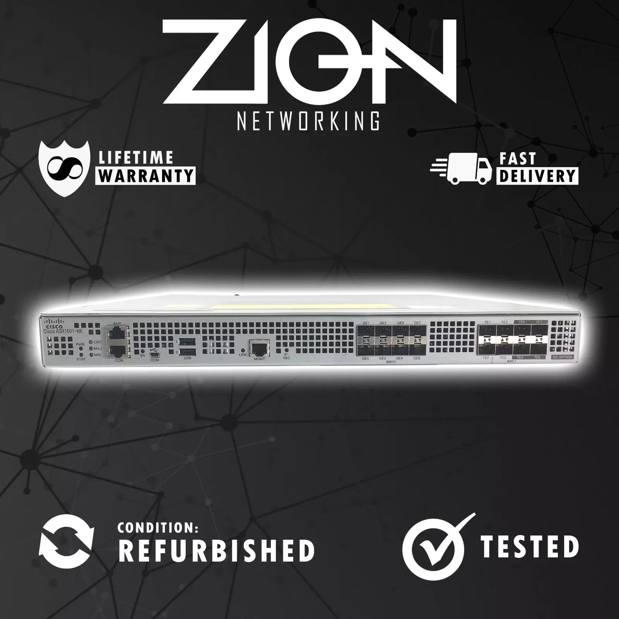 Cisco ASR1001-HX Router System, 8x10GE+8x1GE, AES, 2x AC P/S No Crypto Module