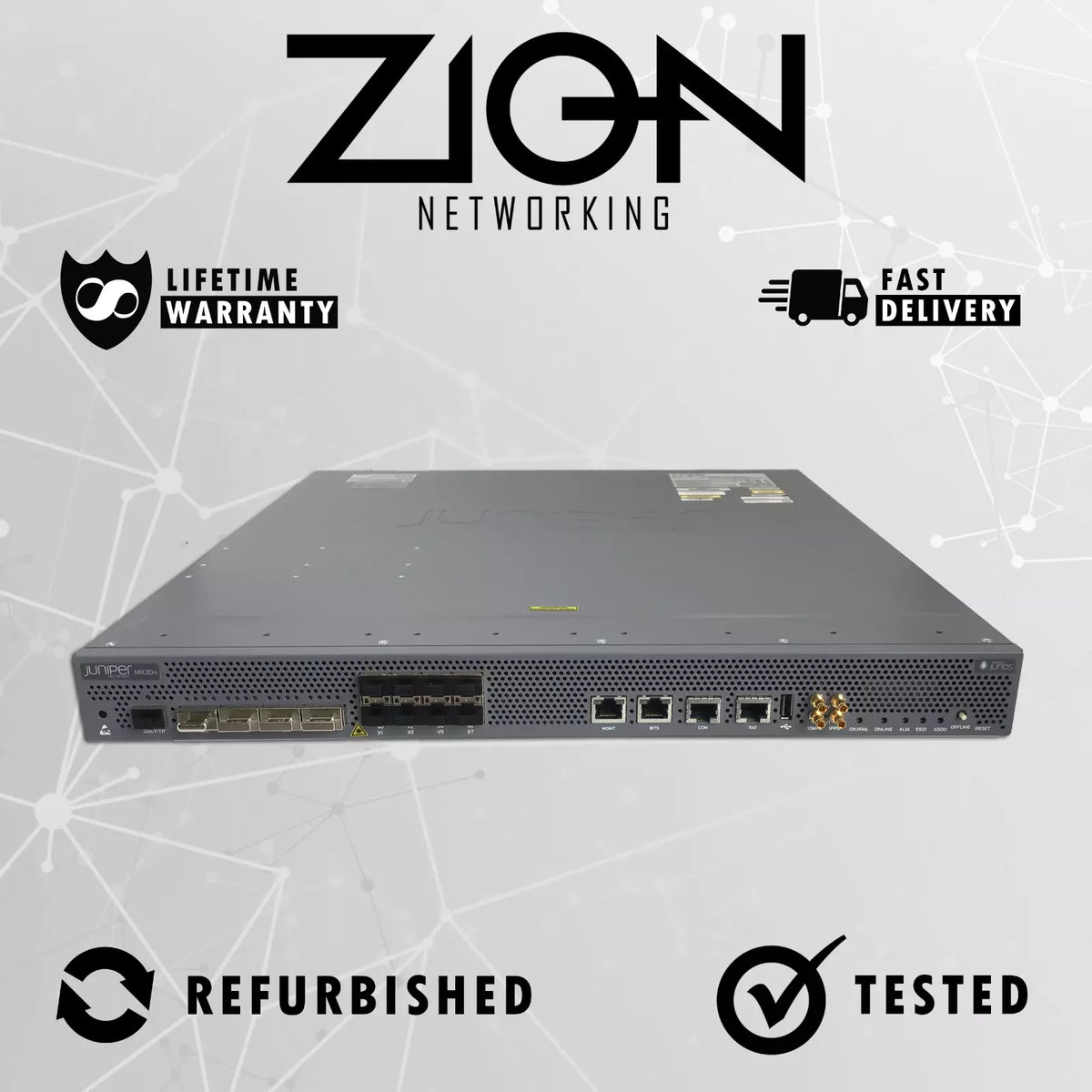 Juniper MX204-R Router, 8X 10GbE SFP+ Uplink, 4X 100GbE, 400 Gbps R Li ...