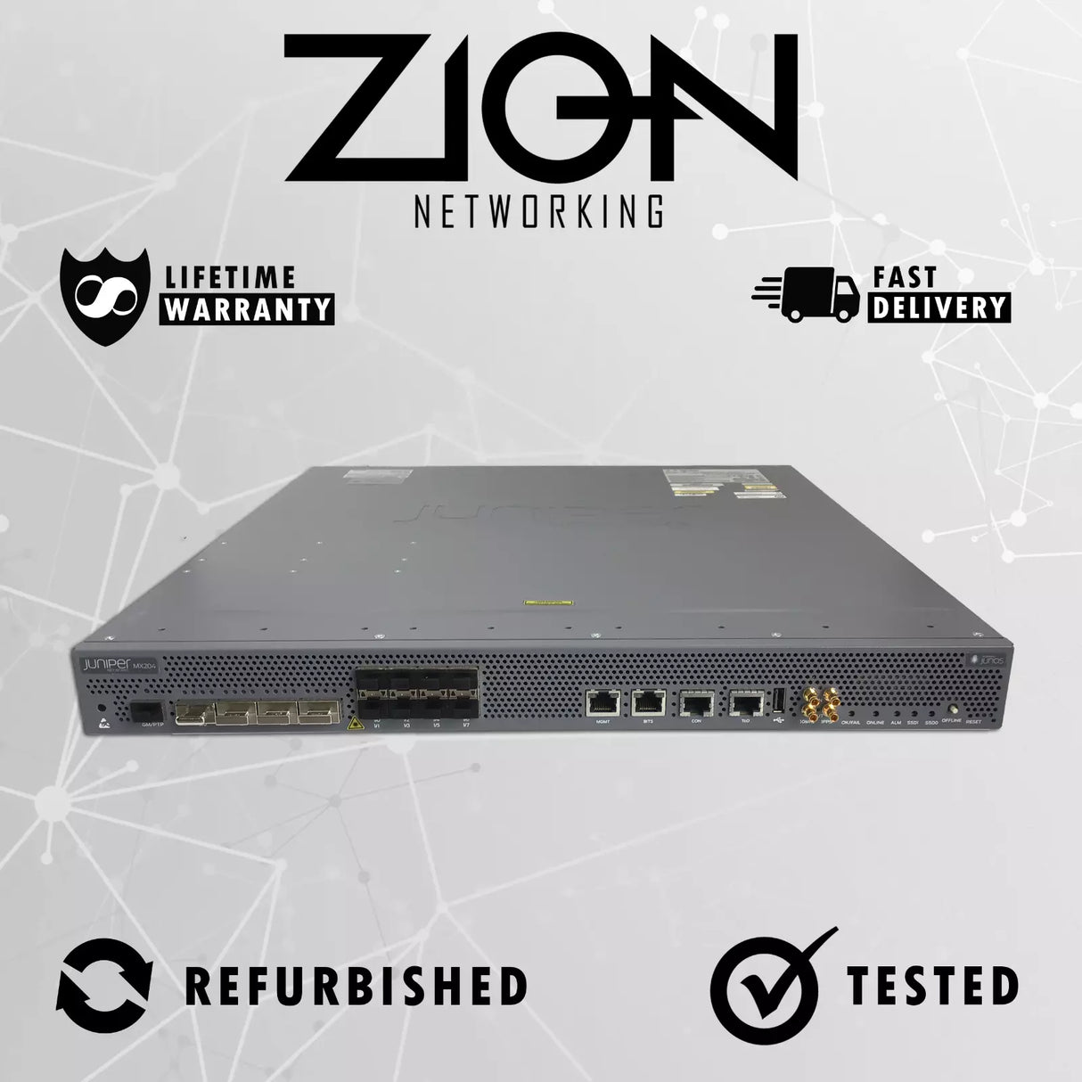 Juniper MX204-R Router, 8X 10GbE SFP+ Uplink, 4X 100GbE, 400 Gbps R License
